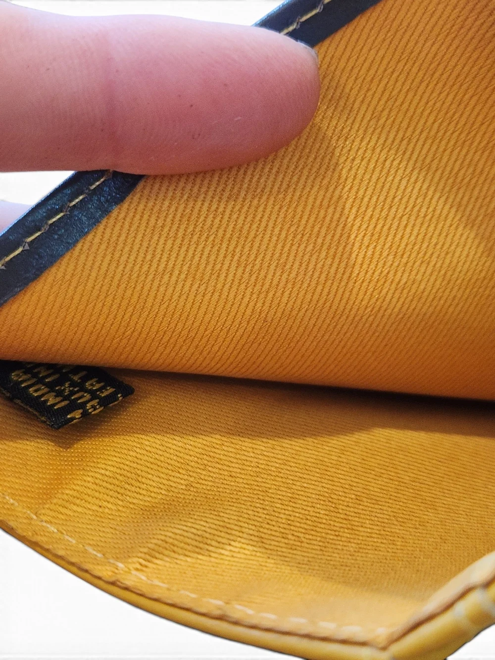 New Barneys New York Two-Tone Leather Card Wallet in Mustard & Slate Gray Blue